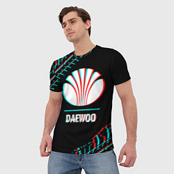 Футболка мужская Значок Daewoo в стиле glitch на темном фоне, цвет: 3D-принт — фото 2