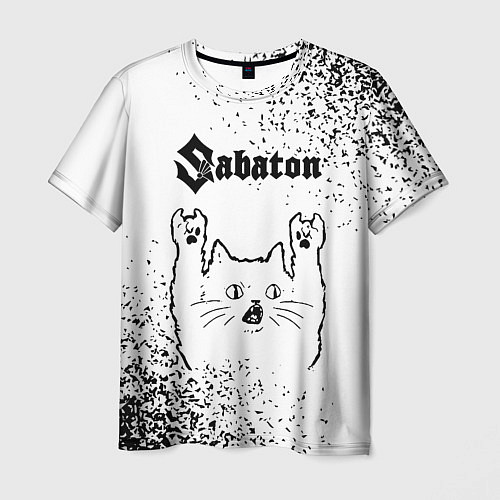 Мужская футболка Sabaton рок кот на светлом фоне / 3D-принт – фото 1