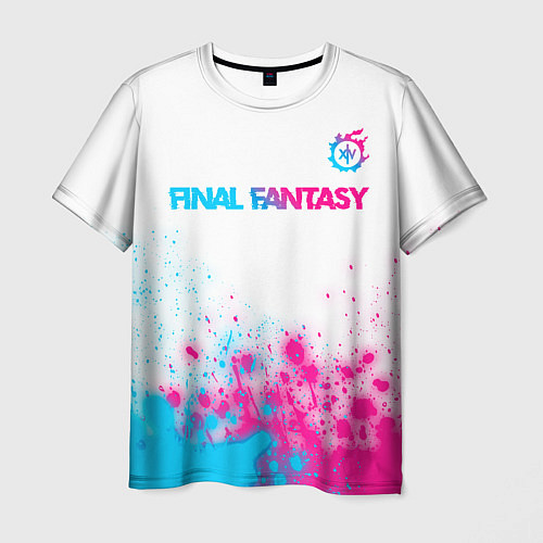 Мужская футболка Final Fantasy neon gradient style: символ сверху / 3D-принт – фото 1