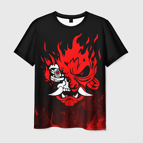 Мужская футболка Cyberpunk 2077 - Логотип в огне / 3D-принт – фото 1