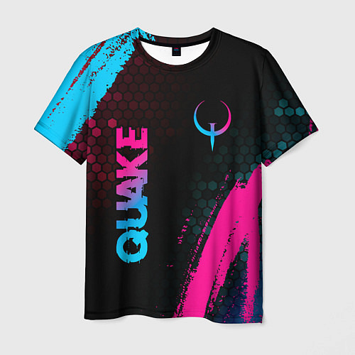 Мужская футболка Quake - neon gradient: надпись, символ / 3D-принт – фото 1