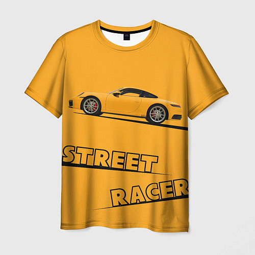 Мужская футболка Желтая машинка street racer / 3D-принт – фото 1