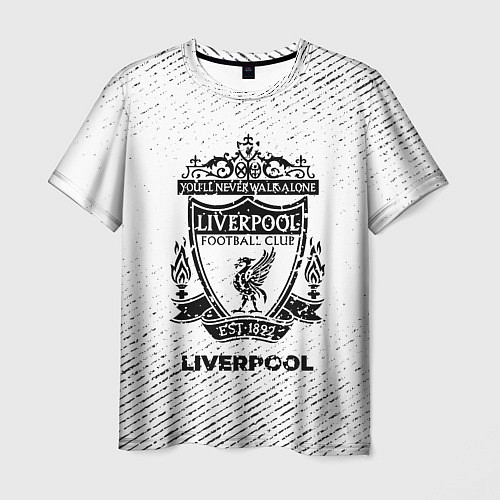 Мужская футболка Liverpool с потертостями на светлом фоне / 3D-принт – фото 1