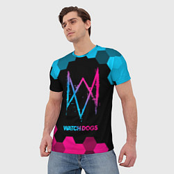 Футболка мужская Watch Dogs - neon gradient, цвет: 3D-принт — фото 2