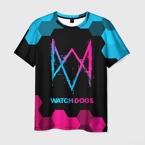 Мужская футболка Watch Dogs - neon gradient / 3D-принт – фото 1