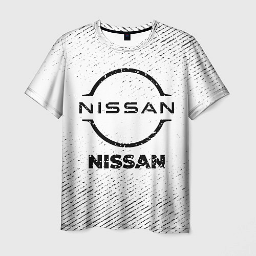 Мужская футболка Nissan с потертостями на светлом фоне / 3D-принт – фото 1