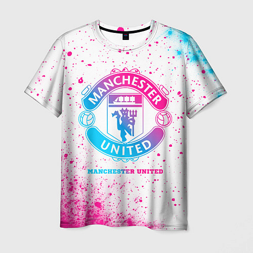 Мужская футболка Manchester United neon gradient style / 3D-принт – фото 1