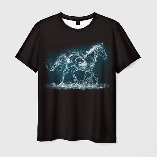 Мужская футболка Лошадь из водяных капель / 3D-принт – фото 1