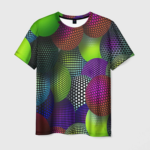 Мужская футболка Трехмерные разноцветные шары / 3D-принт – фото 1