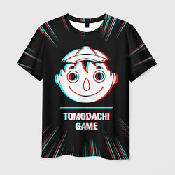 Футболка мужская Символ Tomodachi Game в стиле glitch на темном фон, цвет: 3D-принт