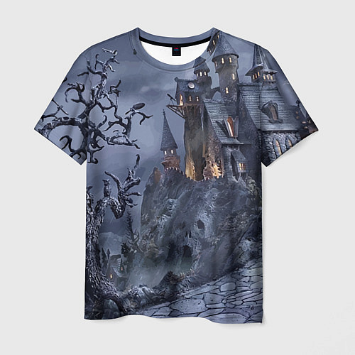 Мужская футболка Старый заброшенный замок - Halloween / 3D-принт – фото 1