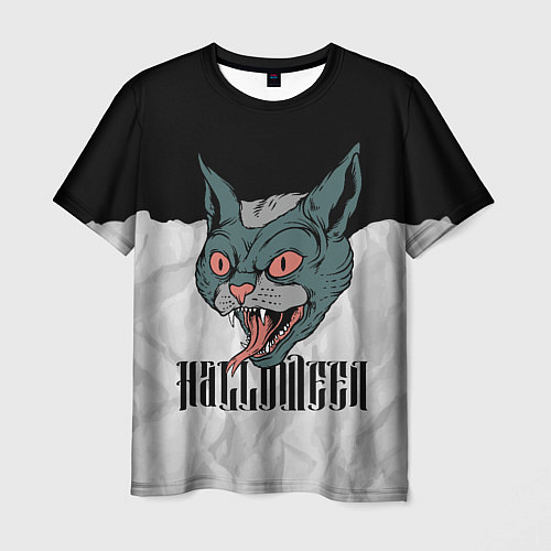 Мужская футболка Happy Halloween - wild cat / 3D-принт – фото 1