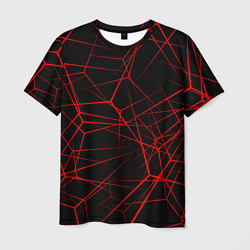Мужская футболка Красные линии на черном фоне / 3D-принт – фото 1