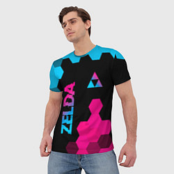 Футболка мужская Zelda - neon gradient: надпись, символ, цвет: 3D-принт — фото 2