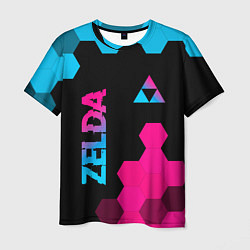 Мужская футболка Zelda - neon gradient: надпись, символ