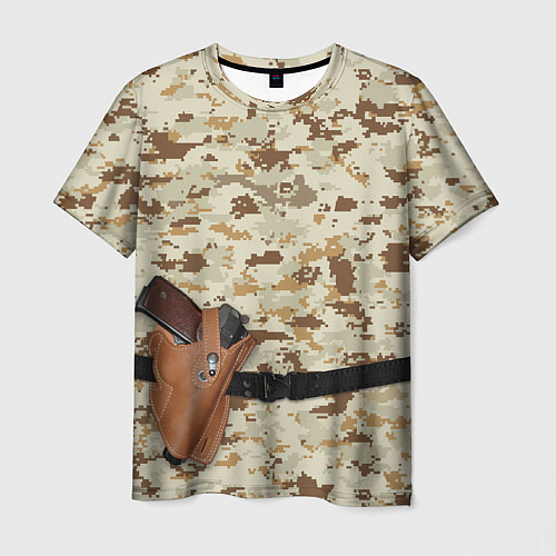 Мужская футболка Пистолет Стечкина и камуфляж / 3D-принт – фото 1