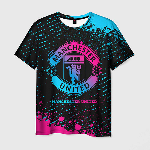 Мужская футболка Manchester United - neon gradient / 3D-принт – фото 1