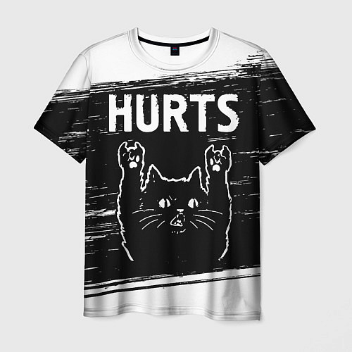 Мужская футболка Группа Hurts и рок кот / 3D-принт – фото 1
