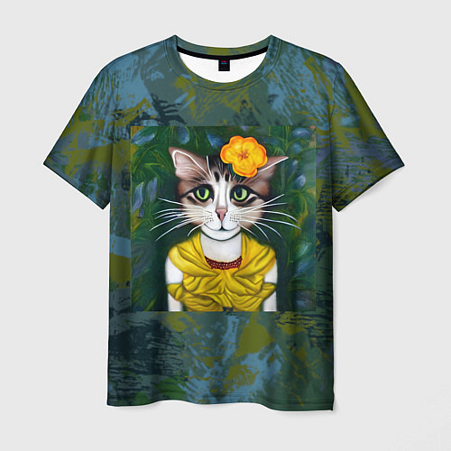Мужская футболка Грустная кошка Фриды Кало из нейросети / 3D-принт – фото 1