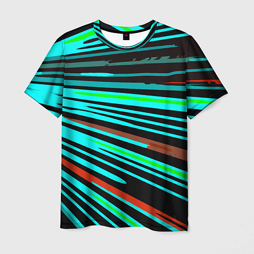 Мужская футболка Расходящиеся неоновые лучи / 3D-принт – фото 1