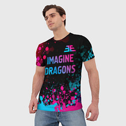 Футболка мужская Imagine Dragons - neon gradient: символ сверху, цвет: 3D-принт — фото 2