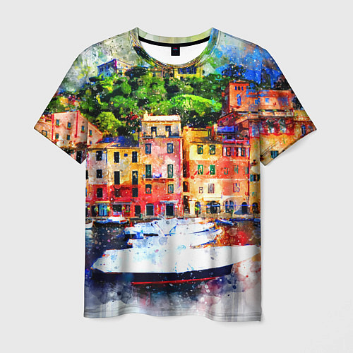 Мужская футболка Картина красочный город / 3D-принт – фото 1