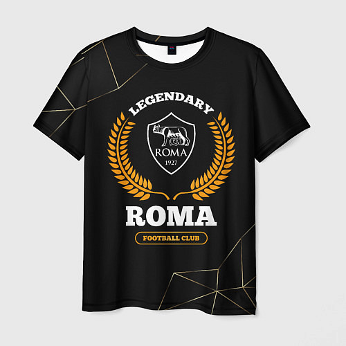 Мужская футболка Лого Roma и надпись legendary football club на тем / 3D-принт – фото 1