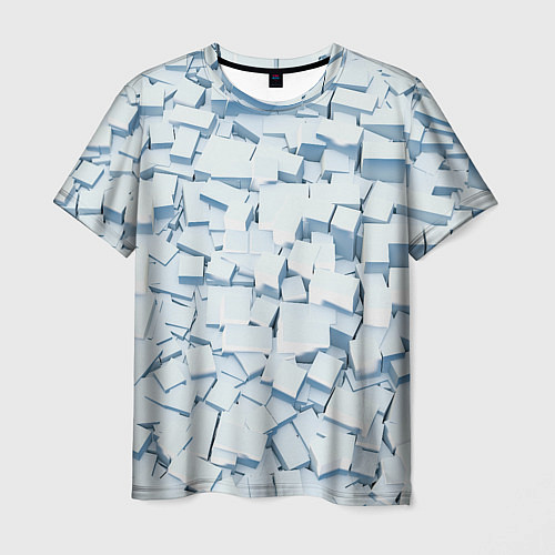 Мужская футболка Множество белых кубов в абстракции / 3D-принт – фото 1