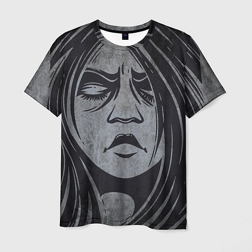 Мужская футболка Лицо девушки с закрытыми глазами / 3D-принт – фото 1