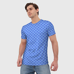Футболка мужская Синий геометрический узор текстура, цвет: 3D-принт — фото 2