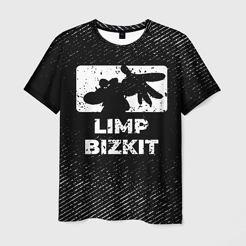 Мужская футболка Limp Bizkit с потертостями на темном фоне / 3D-принт – фото 1