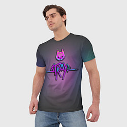 Футболка мужская Stray logo neon, цвет: 3D-принт — фото 2
