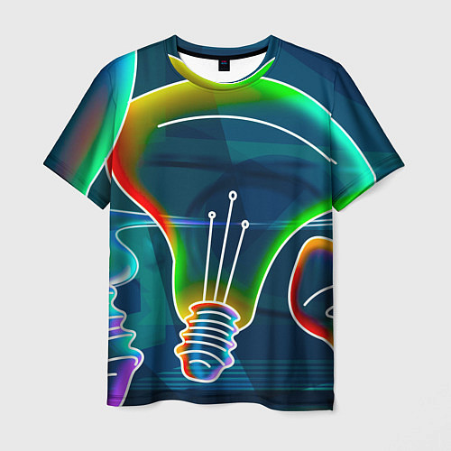 Мужская футболка Неоновые лампы - коллаж / 3D-принт – фото 1