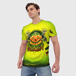 Футболка мужская Тыква - зомби хэллоуин, цвет: 3D-принт — фото 2