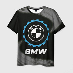 Футболка мужская BMW в стиле Top Gear со следами шин на фоне, цвет: 3D-принт