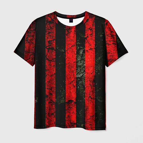 Мужская футболка Красно-черный фон в полоску / 3D-принт – фото 1