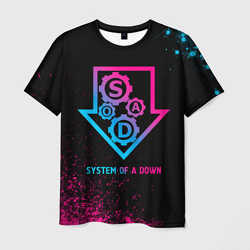 Мужская футболка System of a Down - neon gradient / 3D-принт – фото 1