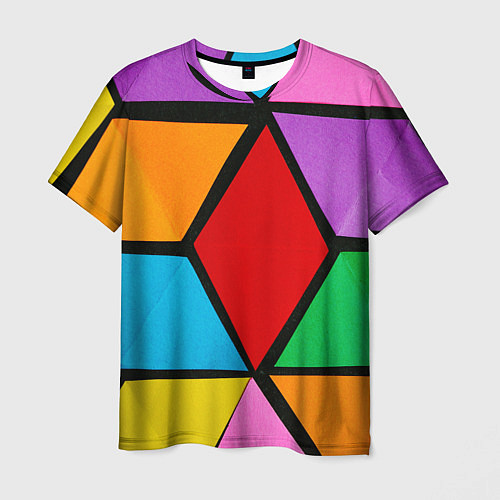 Мужская футболка Множество разноцветных ромбов / 3D-принт – фото 1