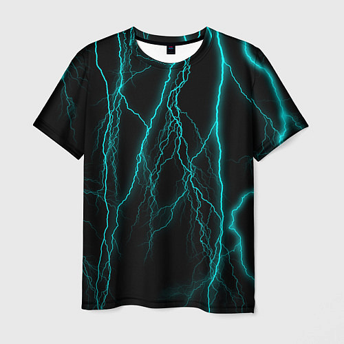 Мужская футболка Неоновые молнии / 3D-принт – фото 1