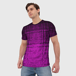 Футболка мужская Абстрактный мозаичный черно - пурпурный узор, цвет: 3D-принт — фото 2