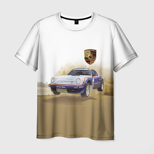 Мужская футболка Porsche - гонки в пустыне / 3D-принт – фото 1