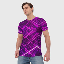 Футболка мужская Абстрактные геометрические фиолетовые объекты, цвет: 3D-принт — фото 2