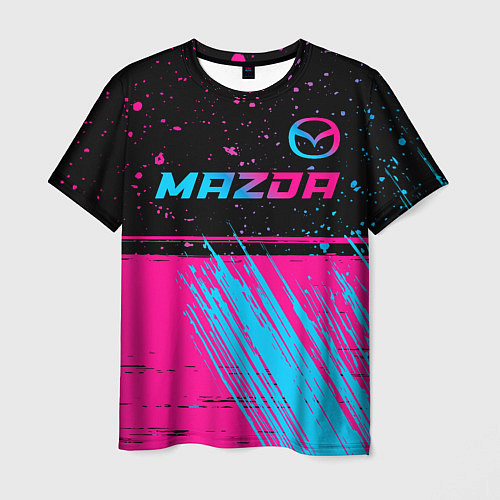 Мужская футболка Mazda - neon gradient: символ сверху / 3D-принт – фото 1