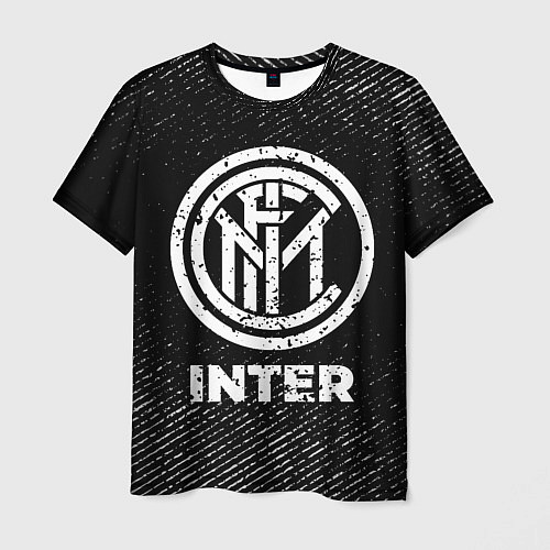 Мужская футболка Inter с потертостями на темном фоне / 3D-принт – фото 1