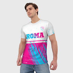 Футболка мужская Roma neon gradient style: символ сверху, цвет: 3D-принт — фото 2