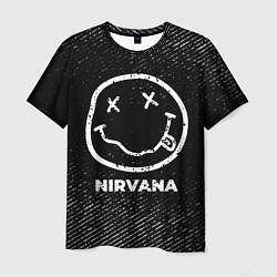 Футболка мужская Nirvana с потертостями на темном фоне, цвет: 3D-принт