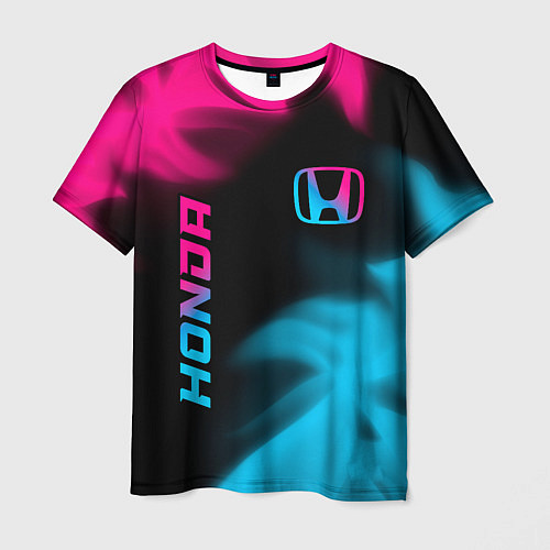 Мужская футболка Honda - neon gradient: надпись, символ / 3D-принт – фото 1