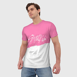 Футболка мужская Stray Kids pink and white, цвет: 3D-принт — фото 2