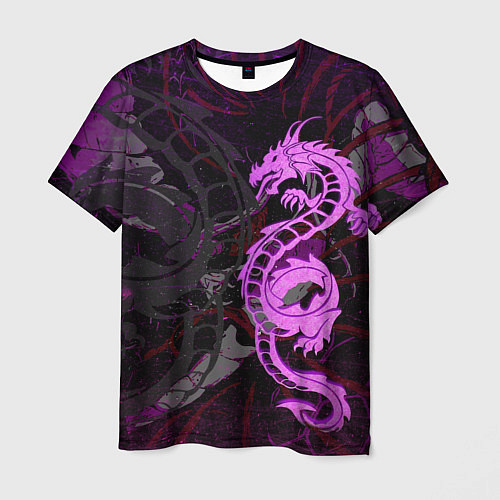 Мужская футболка Неоновый дракон purple dragon / 3D-принт – фото 1