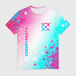 Футболка мужская CreepyPasta neon gradient style: надпись, символ, цвет: 3D-принт